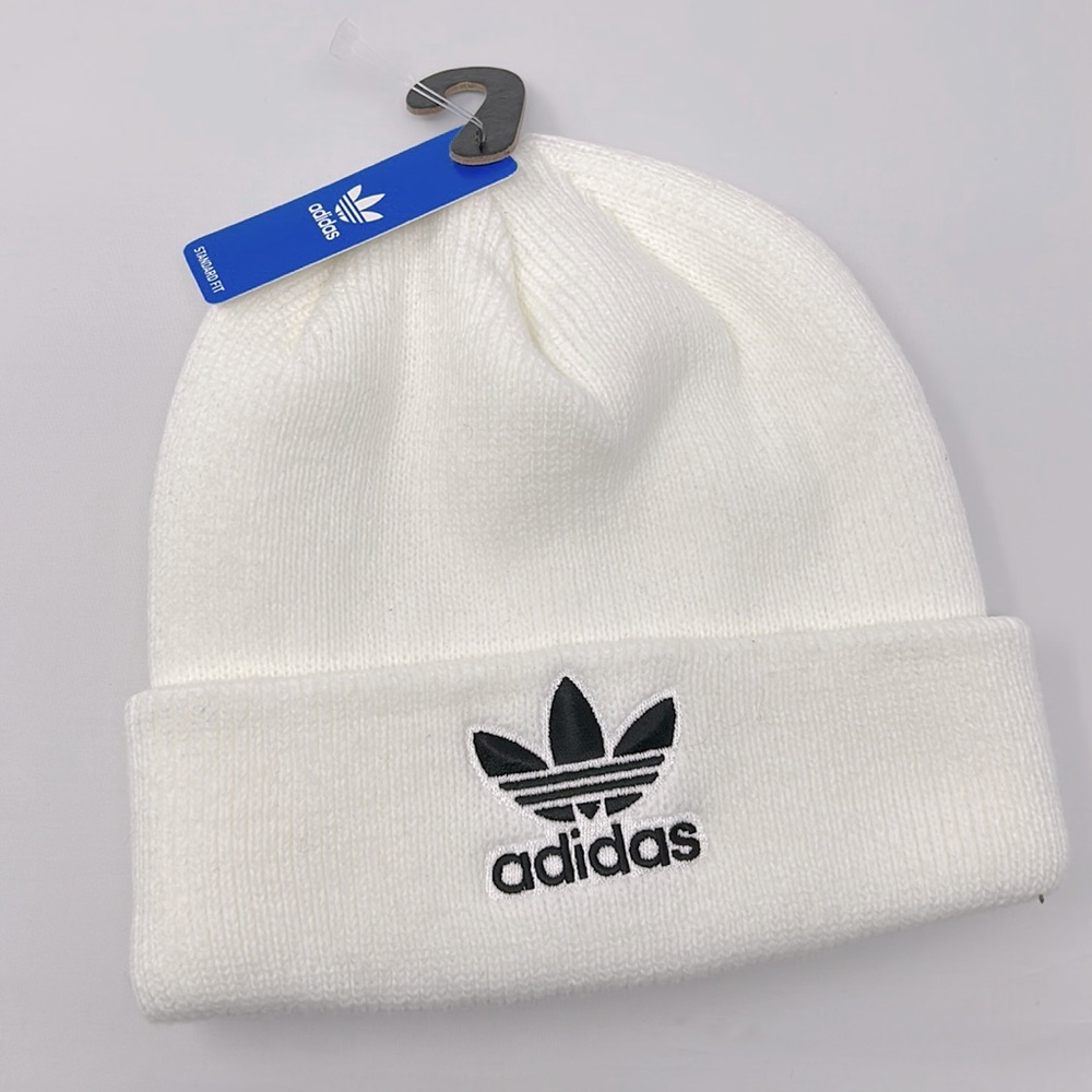 Adidas White & Black Original Trefoil Unisex Beanie Made in Taiwan